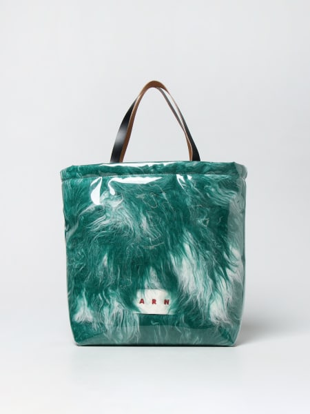 Marni bag in PVC and synthetic fur with embroidered logo