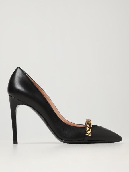 Women's Moschino: Moschino Couture pumps in leather with metal logo