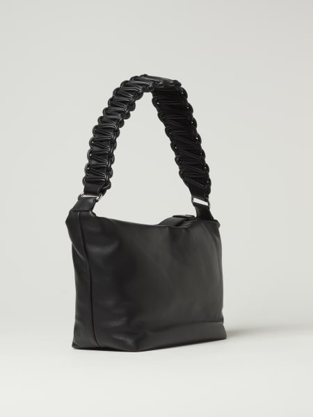 Kara Leather Shoulder Bag in Black