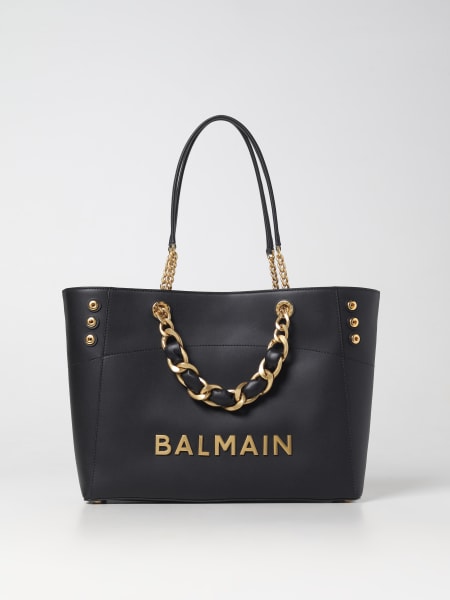 Balmain: Balmain 1945 bag in leather with metal logo