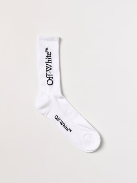 Men's Off-White: Off-White cotton socks with jacquard logo