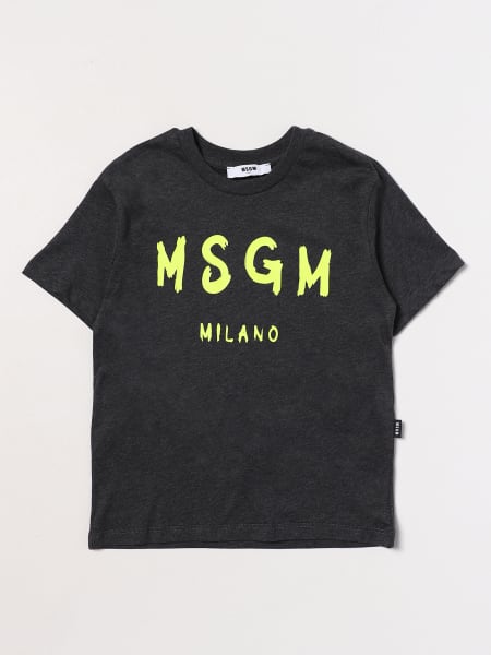 MSGM KIDS: cotton t-shirt with logo - Grey | MSGM Kids t