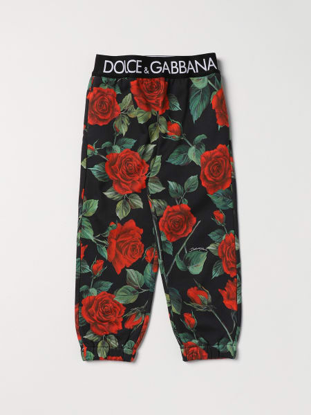 Dolce & Gabbana pants in cotton with floral print and logo elastic