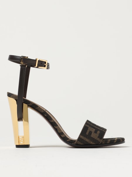 Fendi sandals in FF jacquard fabric and leather