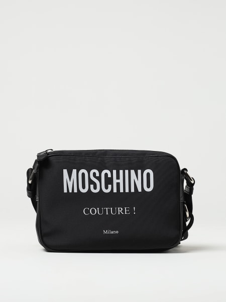 Borsello uomo: Borsa Moschino Couture in tessuto con logo stampato