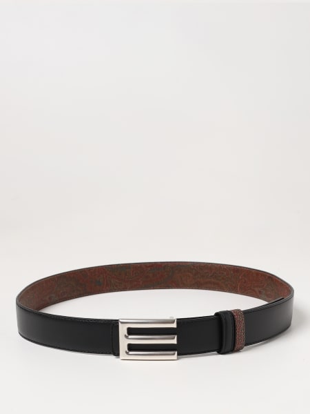 Etro reversible belt in coated cotton and leather