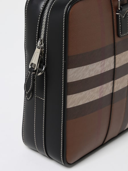 BURBERRY: Ainsworth coated cotton bag with check pattern - Brown