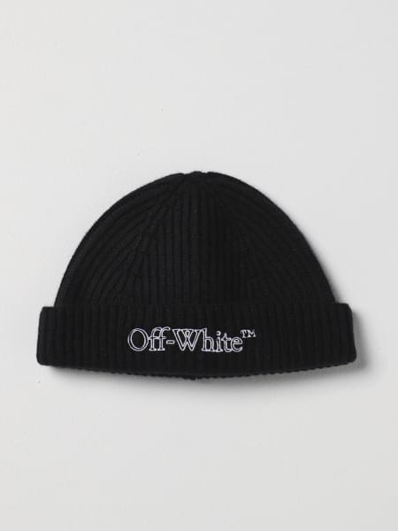 Cappello Off-White in lana a coste con logo ricamato