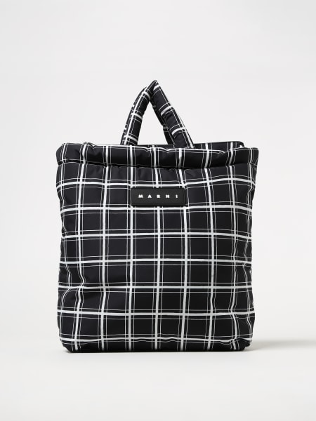 Marni bag in nylon with printed check pattern