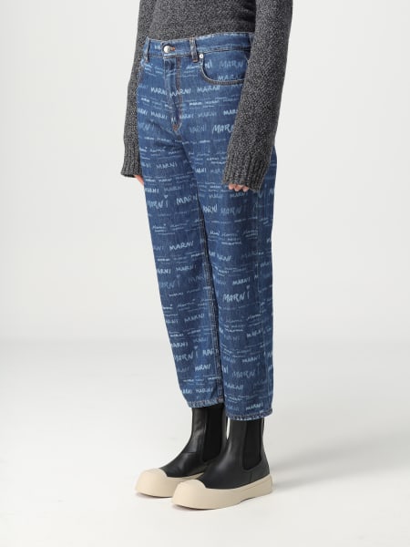 MARNI: denim jeans with all-over logo - Denim | Marni jeans