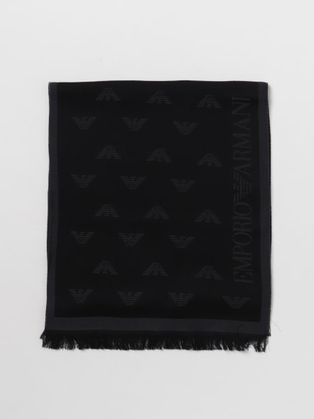 Emporio Armani: Emporio Armani scarf in wool with embroidered logo