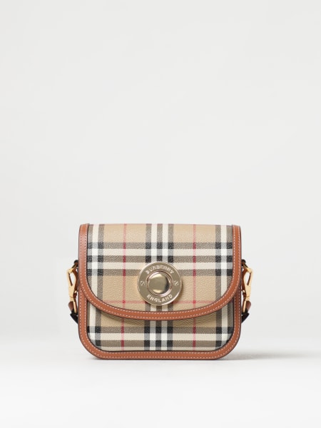 BURBERRY: Briar bag in coated cotton and leather - Beige