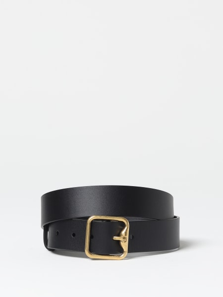 BURBERRY: reversible belt in leather and coated fabric - Beige