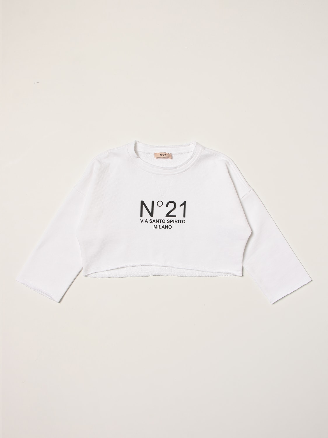 21 Outlet: N 21 cropped sweatshirt in cotton with logo | N° 21 sweater N21258N0154 online on GIGLIO.COM