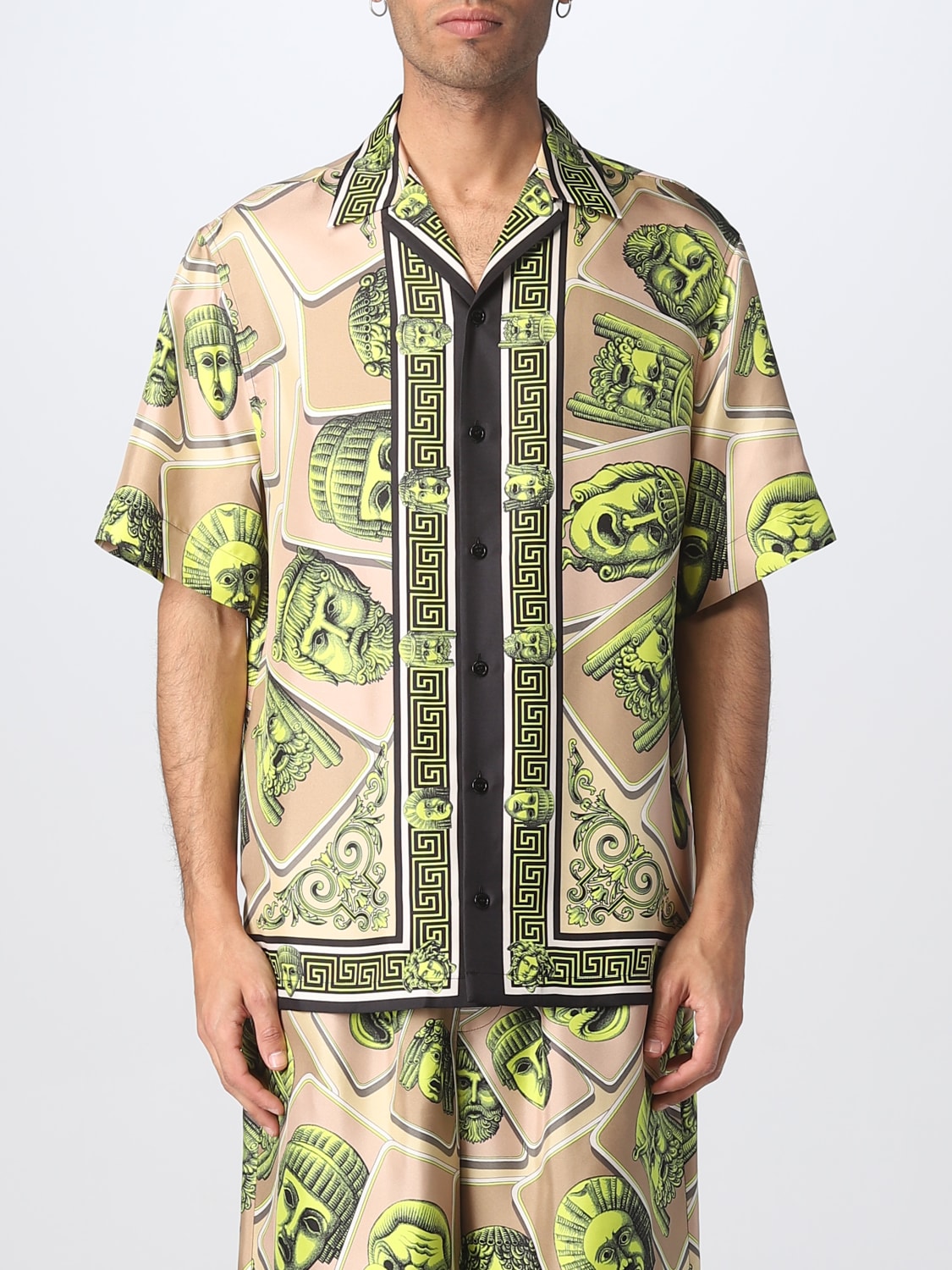 VERSACE: Camisa para hombre, Verde Lima | Camisa Versace 10039261A06818 en en GIGLIO.COM