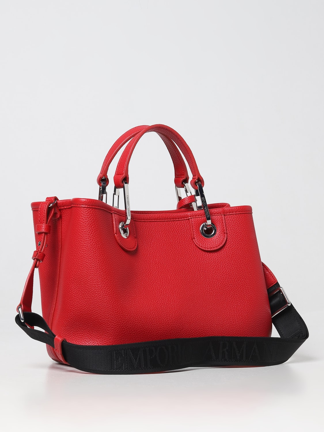 EMPORIO ARMANI: bag in micro-grain synthetic leather - Red | Emporio ...