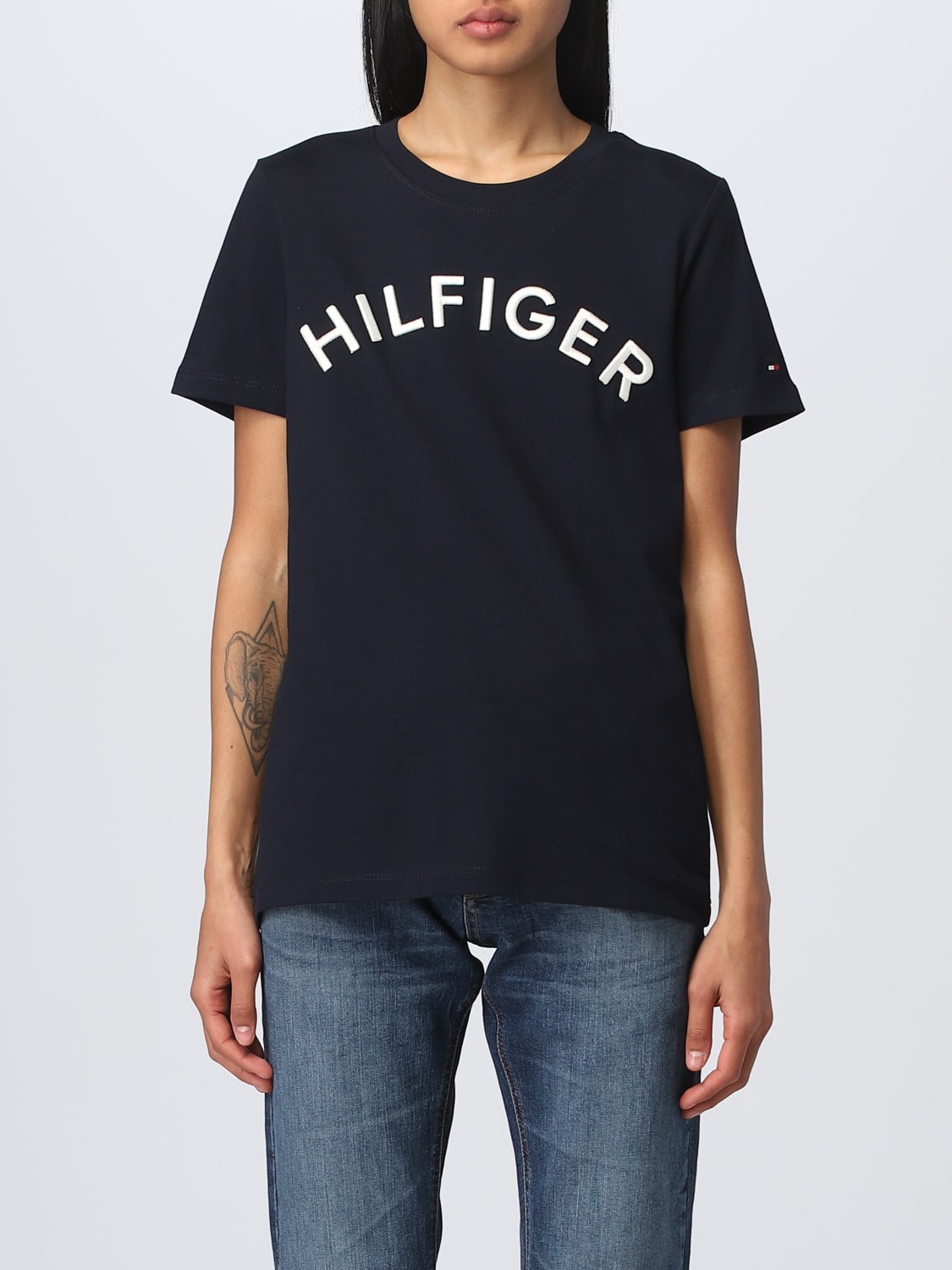 TOMMY HILFIGER: Camiseta para mujer, Azul Camiseta Tommy Hilfiger WW0WW37864 en línea en GIGLIO.COM