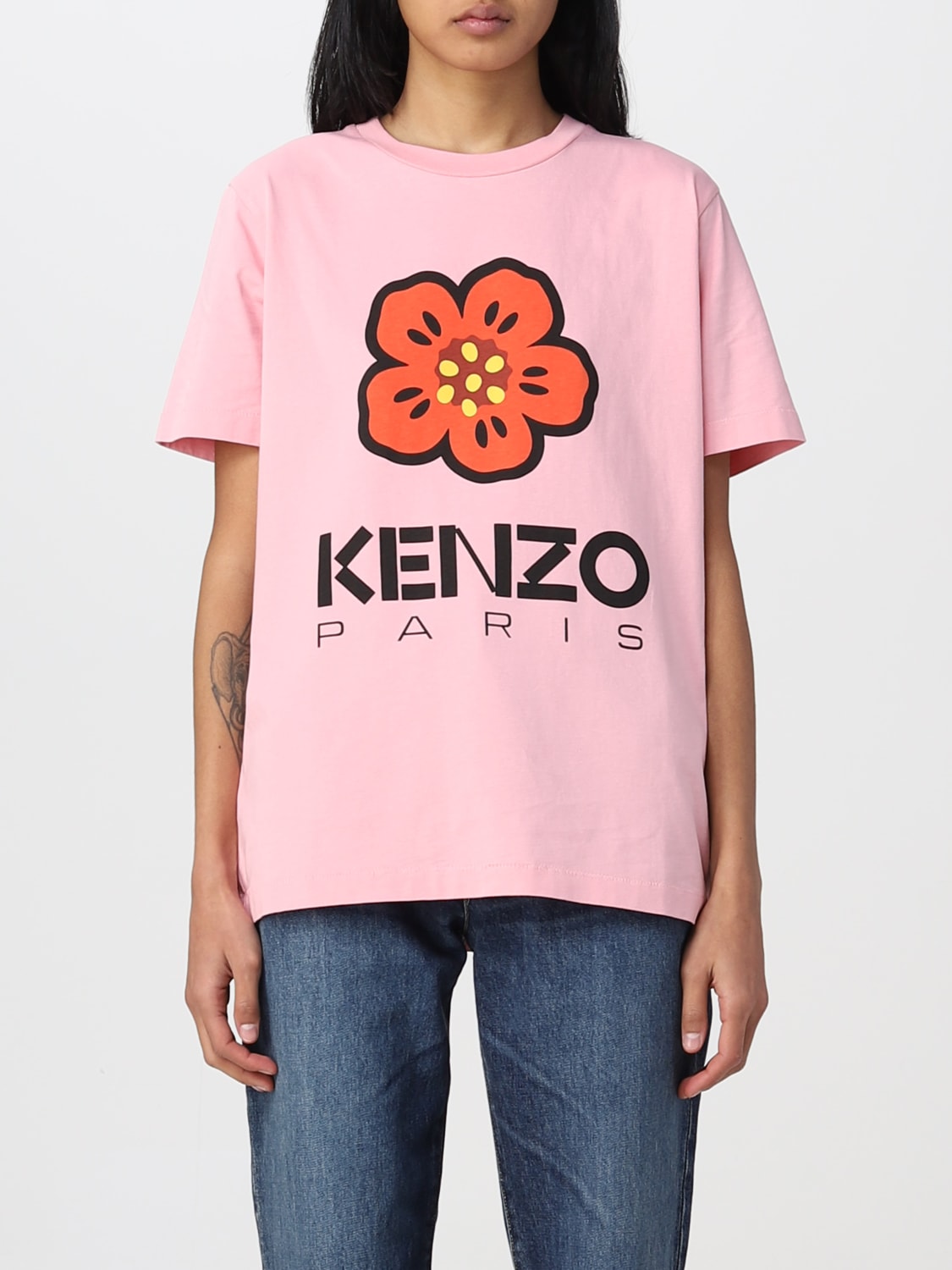 KENZO: Camiseta para mujer, Rosa Camiseta Kenzo FD52TS0394SO en en GIGLIO.COM