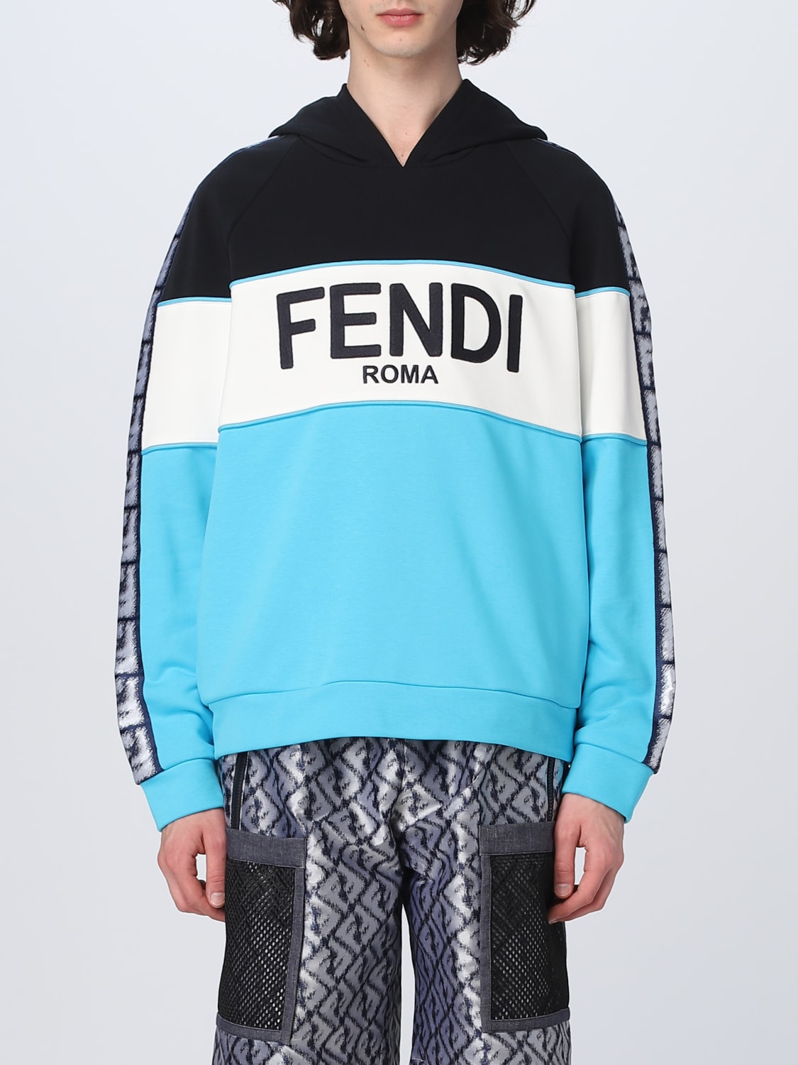 farvning spray væv FENDI: cotton sweatshirt - Gnawed Blue | Fendi sweatshirt FAF661AN5W online  on GIGLIO.COM