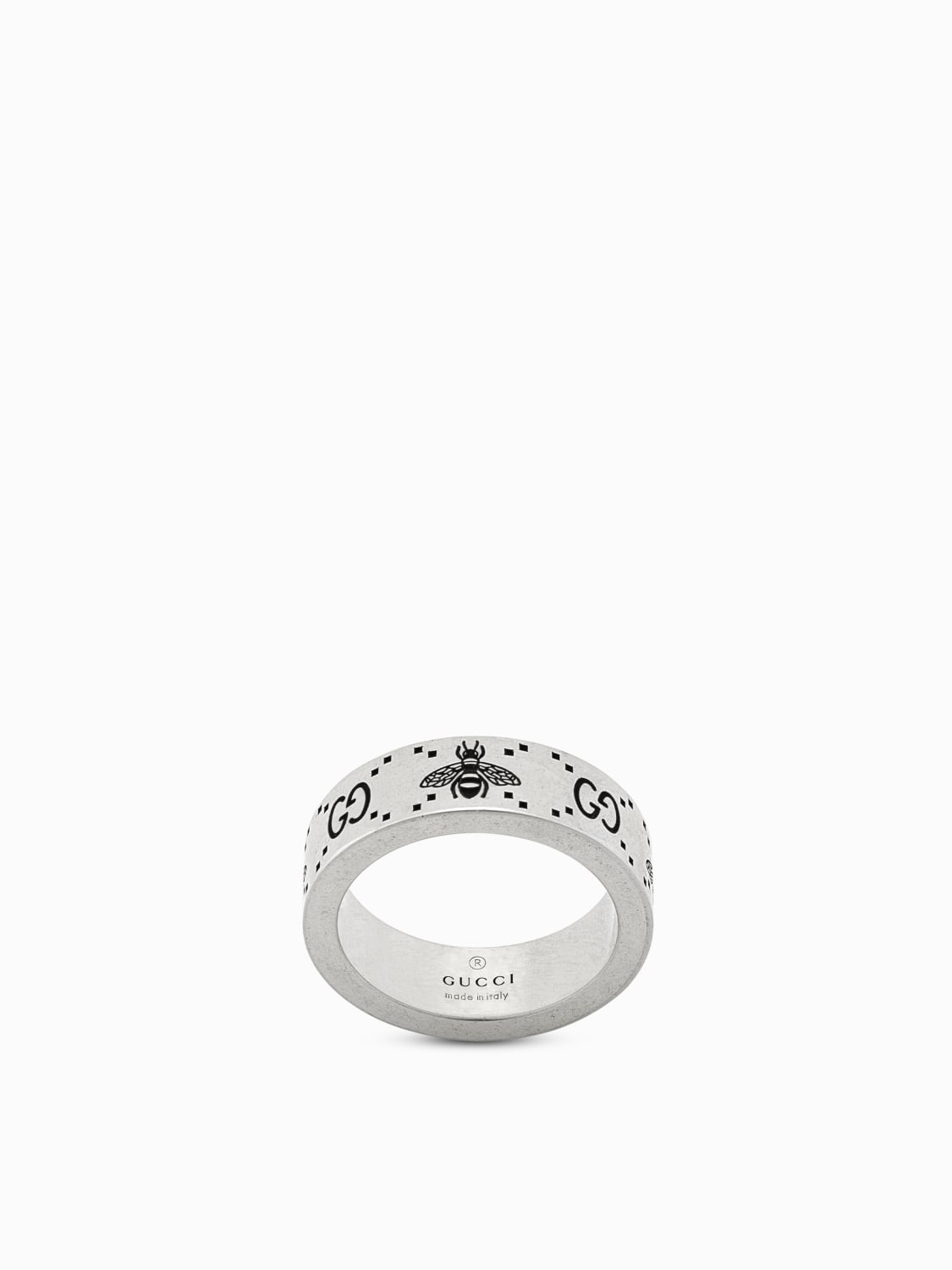 GUCCI: ring in silver with GG logo and bee engravings - Silver | Gucci ...