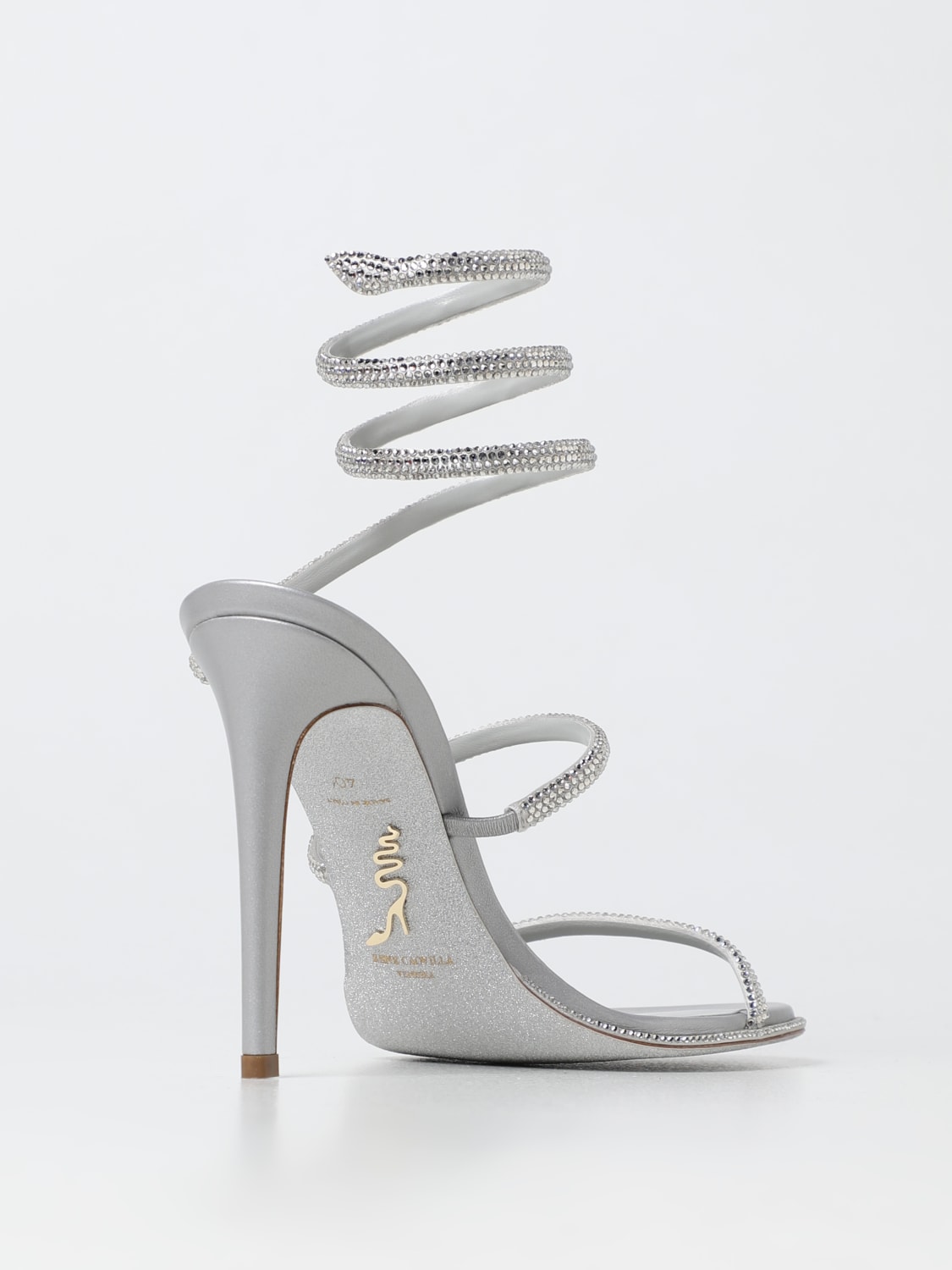 RENE CAOVILLA: heeled sandals for woman - Silver | Rene Caovilla heeled ...