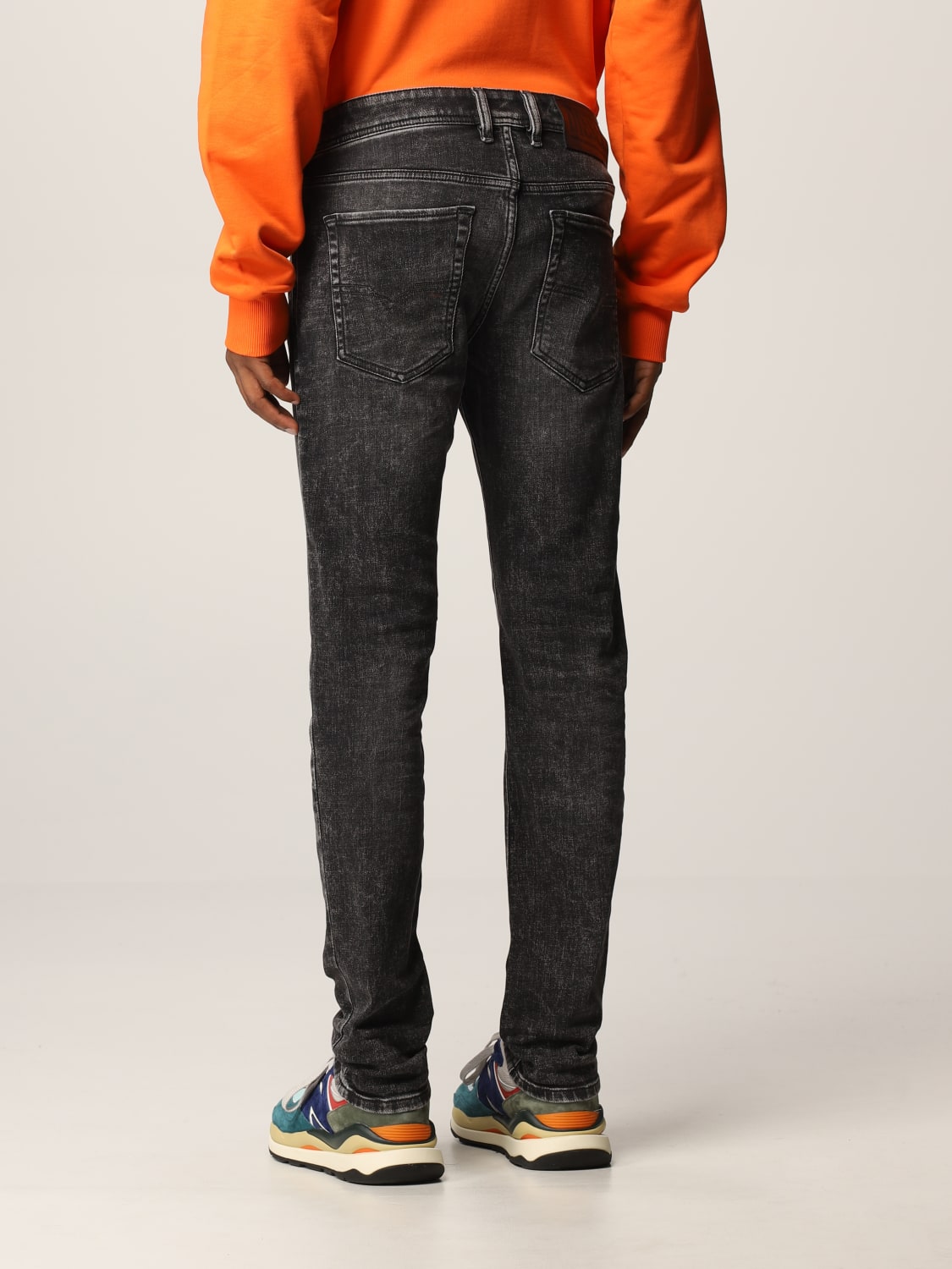 DIESEL: 5-pocket jeans in washed denim Black | Diesel jeans 00SWJE 09A17 online on GIGLIO.COM