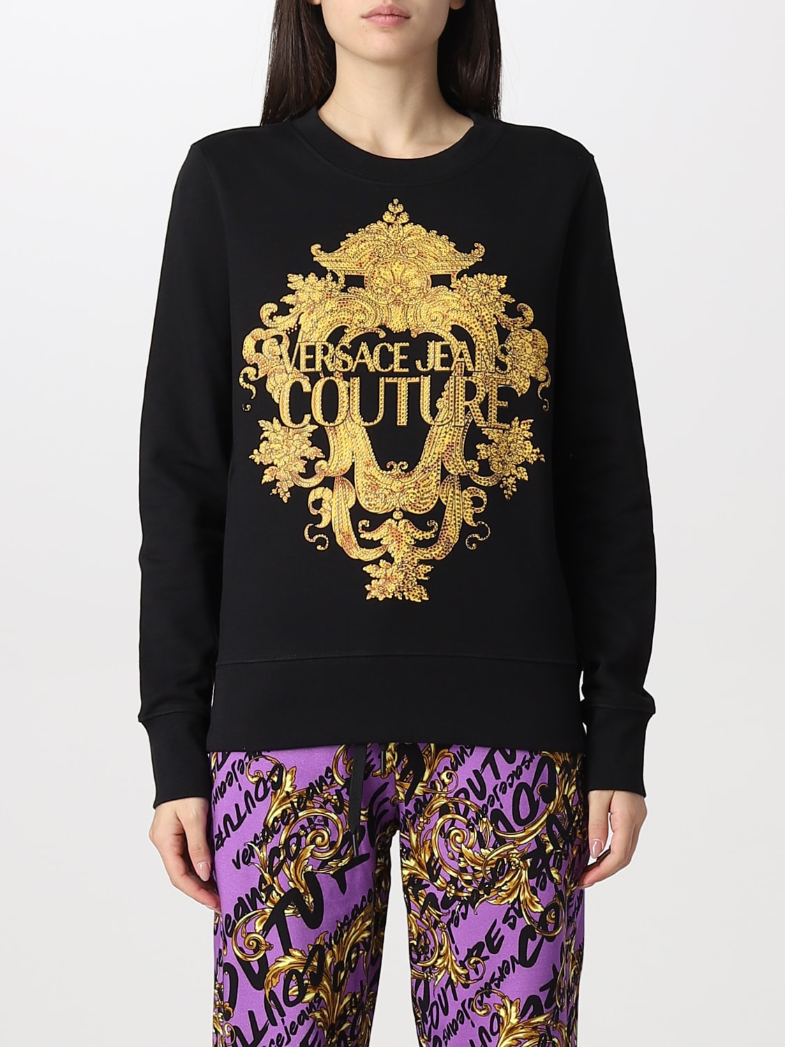 Parlament Bære Brandmand Versace Jeans Couture Outlet: sweatshirt for woman - Black | Versace Jeans Couture  sweatshirt 73HAIP02CF06P online on GIGLIO.COM