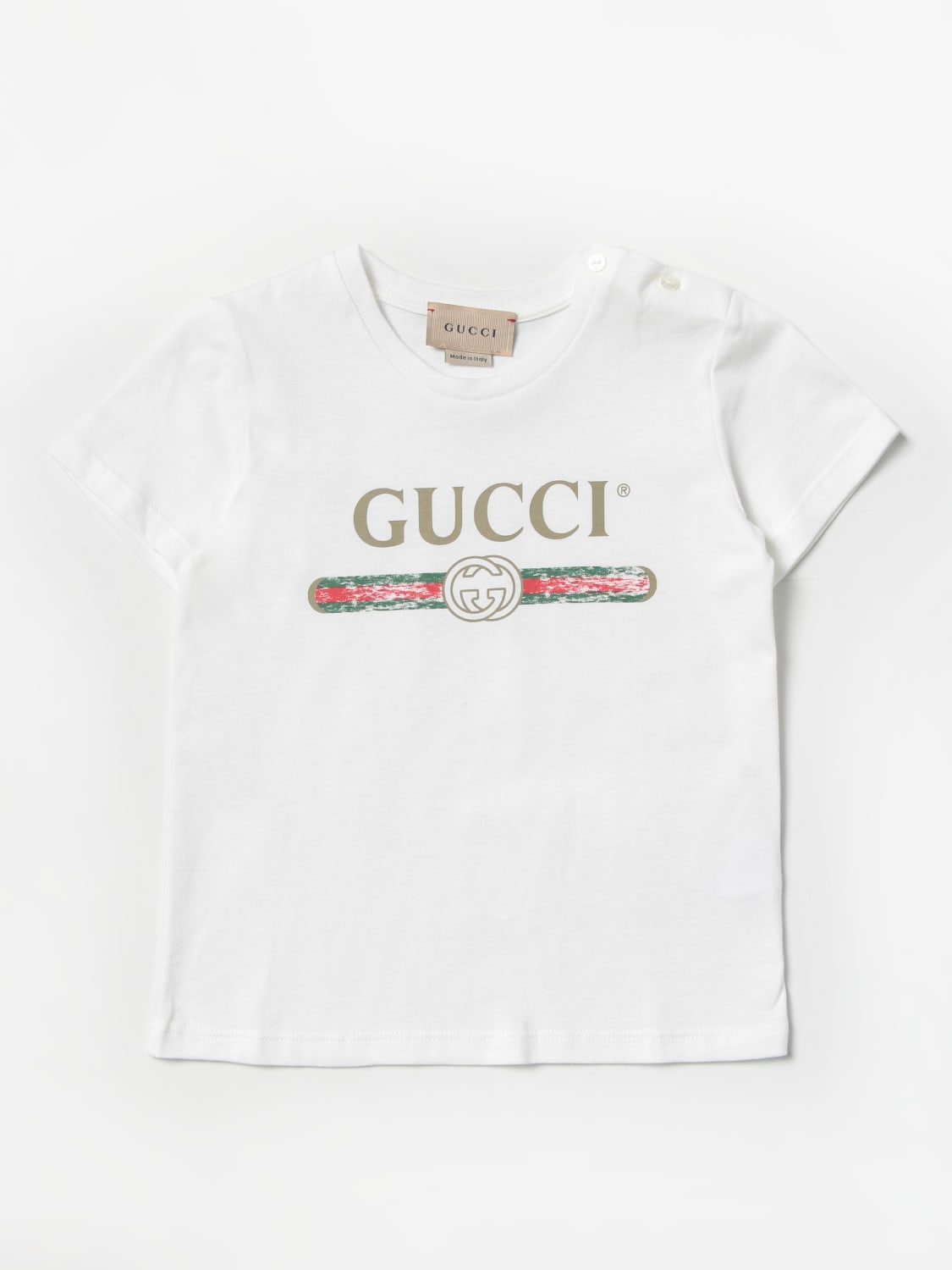 puño imagen Haz un experimento GUCCI: Camiseta para bebé, Blanco | Camiseta Gucci 504121X3L64 en línea en  GIGLIO.COM