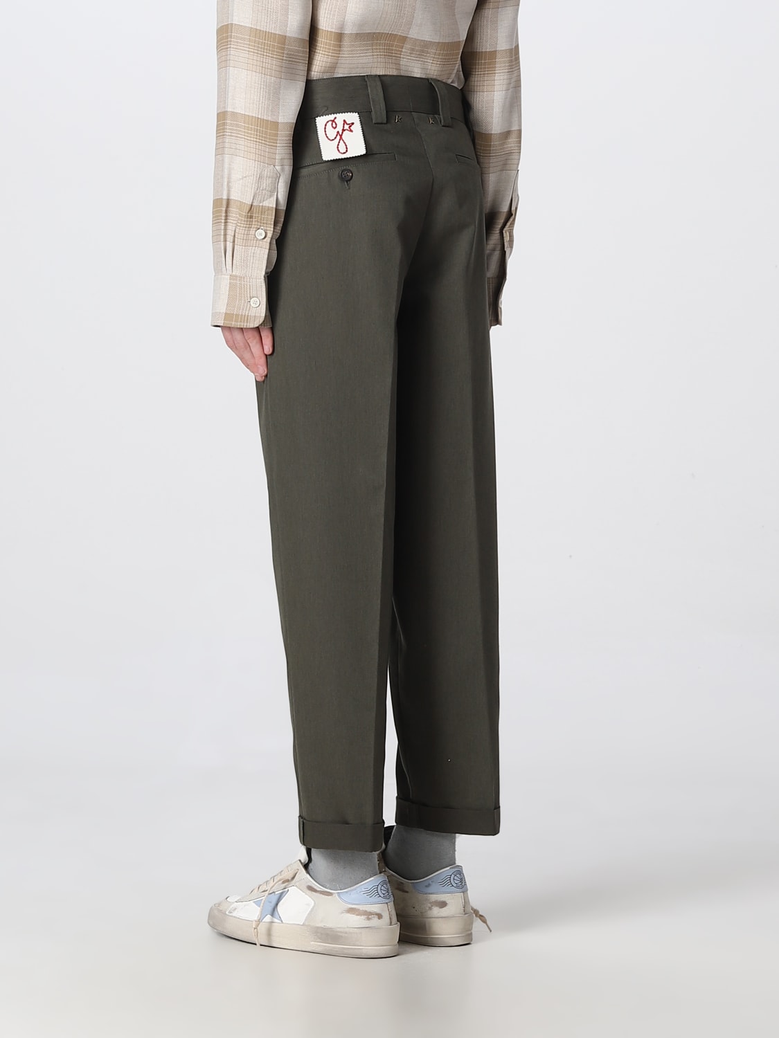 GOLDEN GOOSE: trousers in cotton blend - Green | Golden Goose pants ...