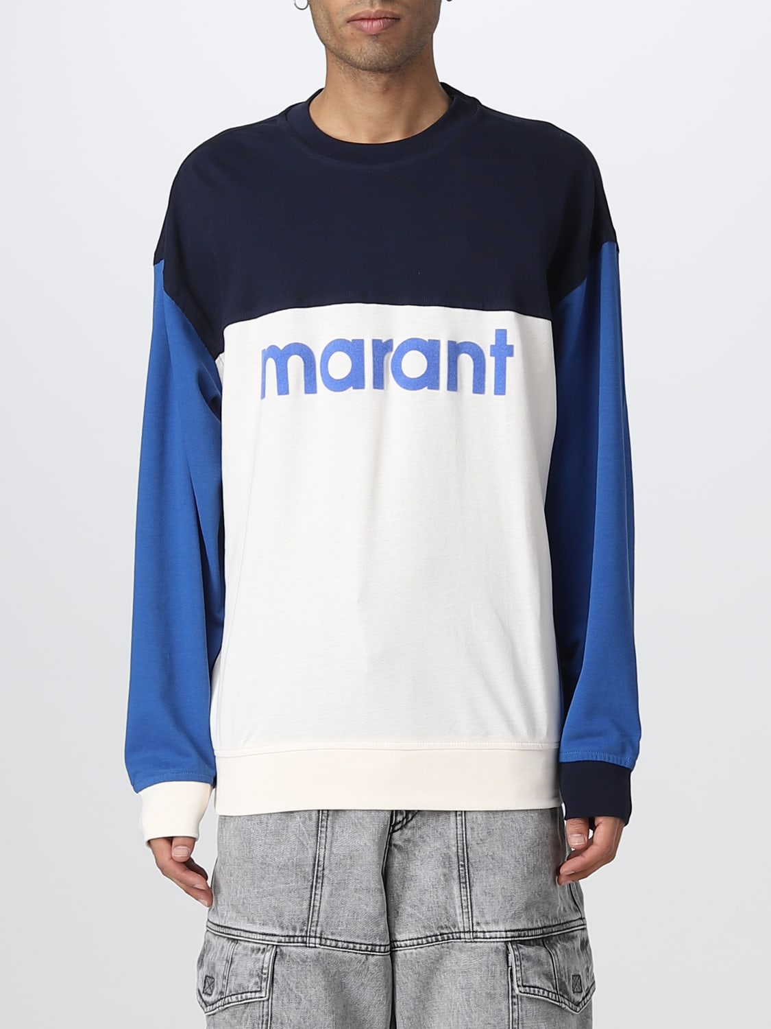 ISABEL MARANT: sweatshirt man - Blue | Isabel sweatshirt SW0047HAA1M50H online on GIGLIO.COM