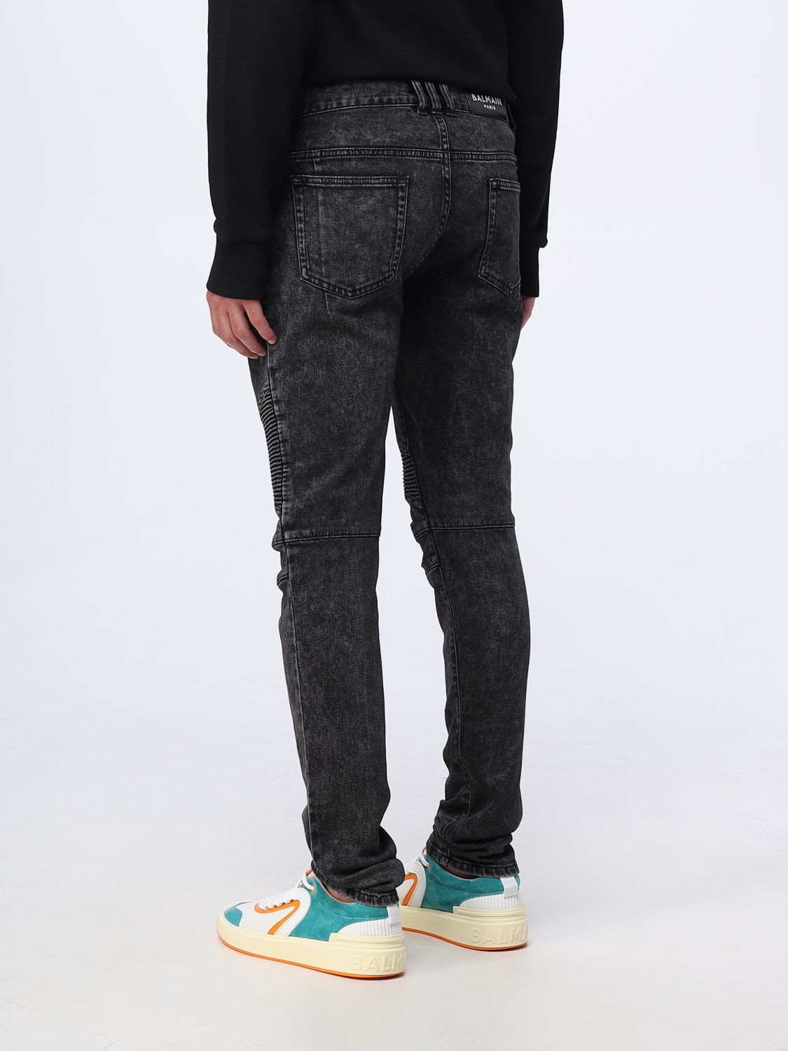 BALMAIN: jeans for man - Black | Balmain jeans AH1MG005DB67 online on ...