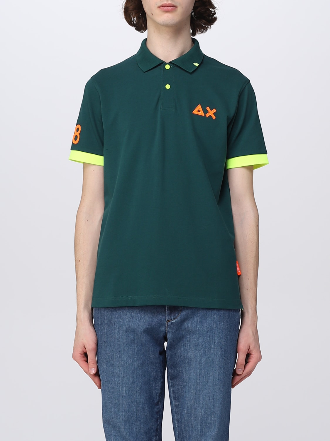 SUN 68: polo shirt for man - Green | Sun 68 polo shirt A33122 online on ...