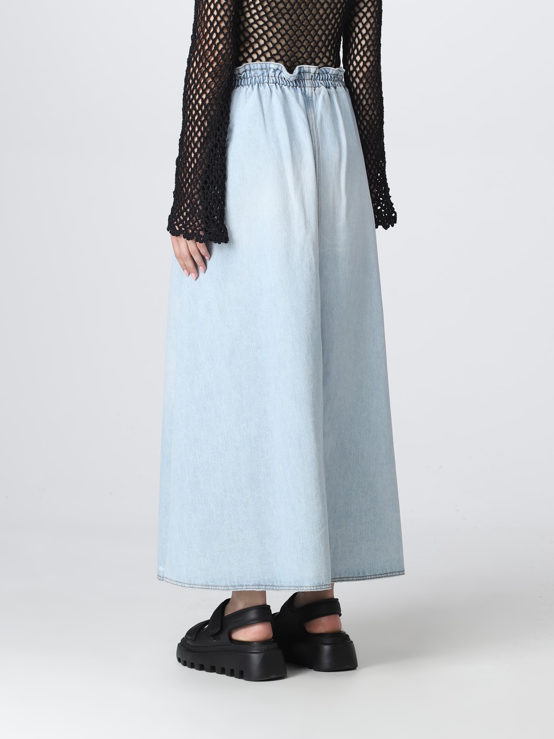 ERL: skirt for woman - Gnawed Blue | Erl skirt ERL06S103 online on ...