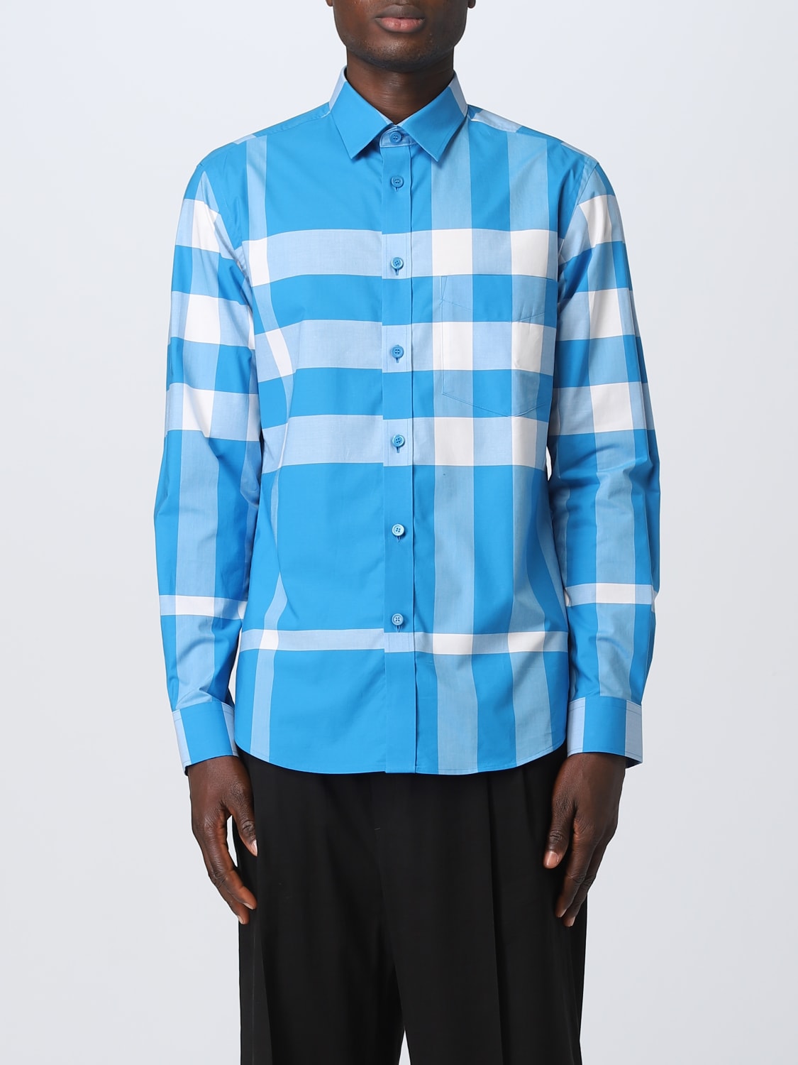 BURBERRY: shirt for men - Blue | shirt 8065973 online on GIGLIO.COM