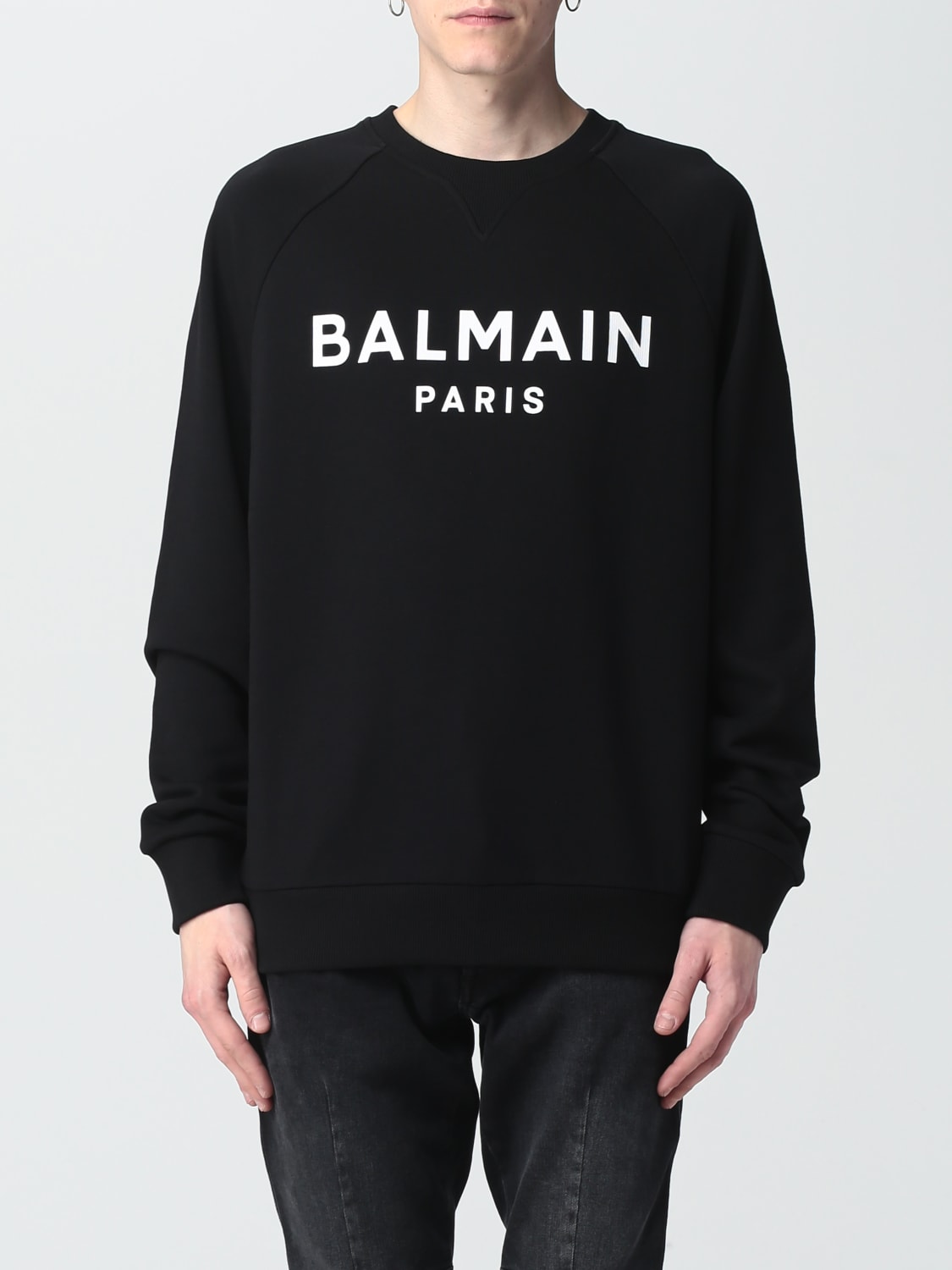 BALMAIN: sweatshirt in cotton Black Balmain sweatshirt AH0JQ005BB65 online on GIGLIO.COM