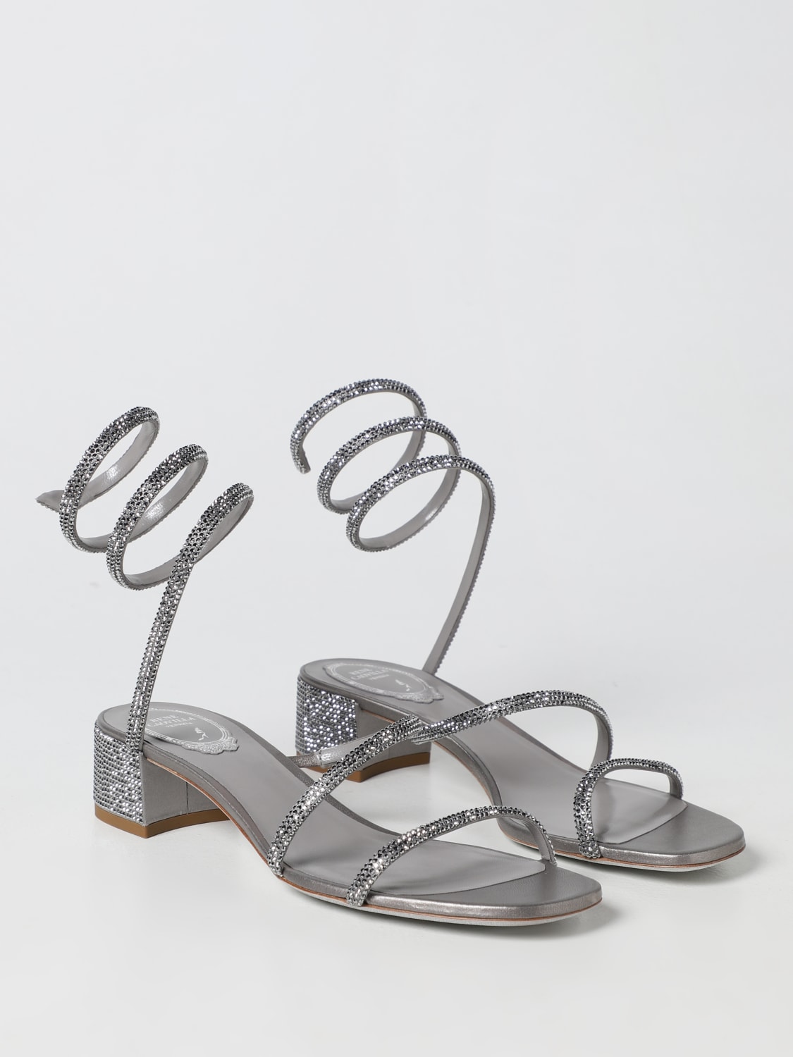 RENE CAOVILLA: heeled sandals for woman - Silver | Rene Caovilla heeled ...