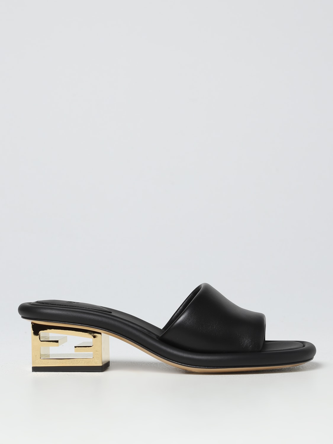 FENDI: baguette mules in nappa leather - Black | Fendi heeled 