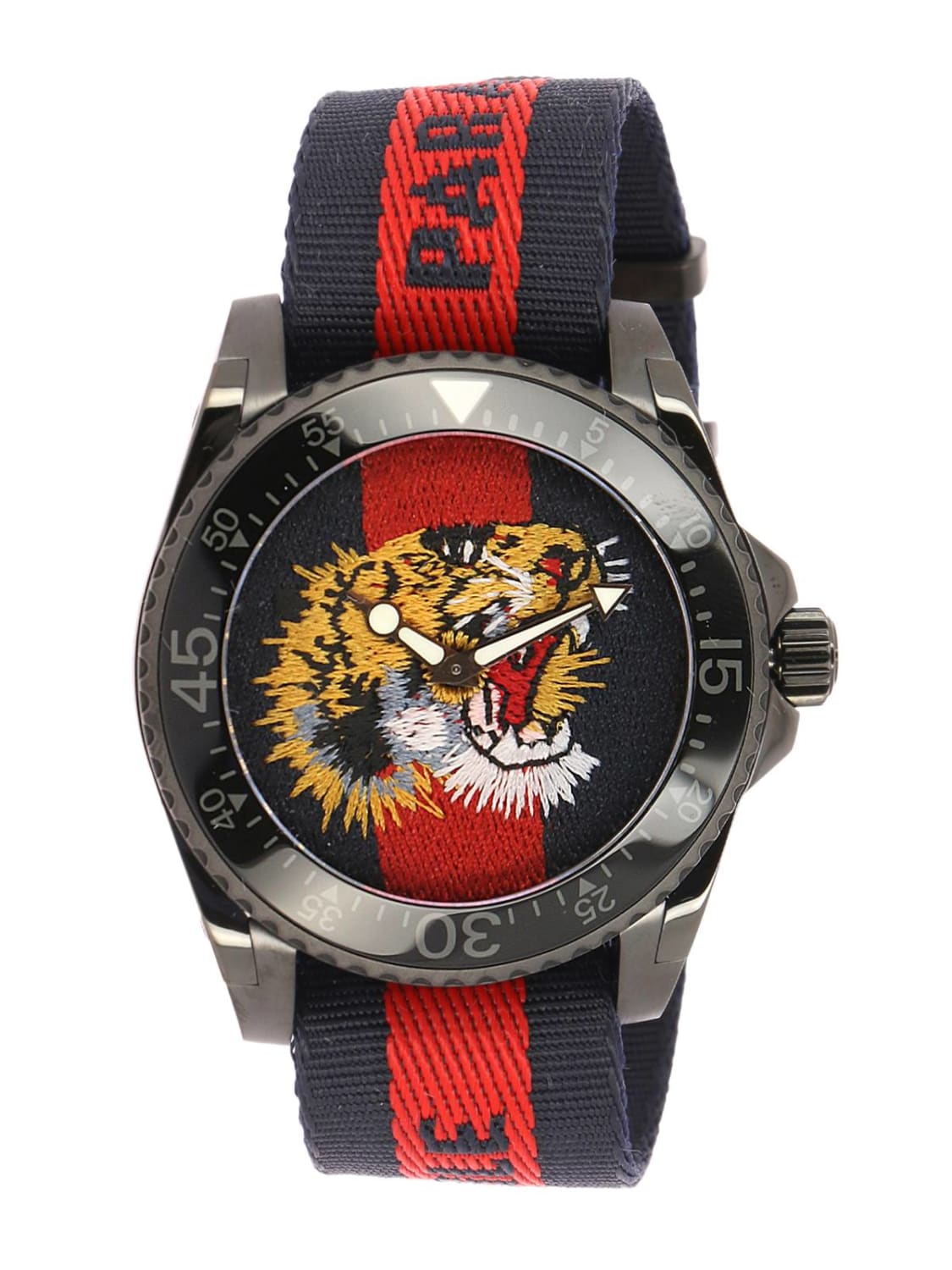 Watch Gucci: Le Marché des Merveilles watch 38mm case and Web Angry Cat pattern blue 2