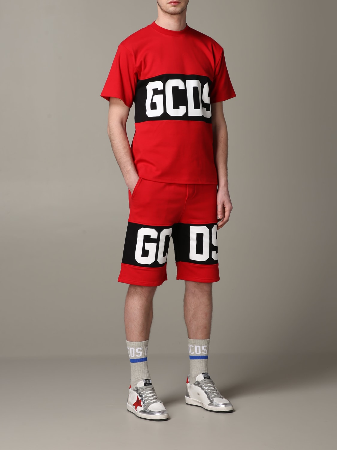 T-shirt Gcds: GCDS crew neck t-shirt with logo print red 2
