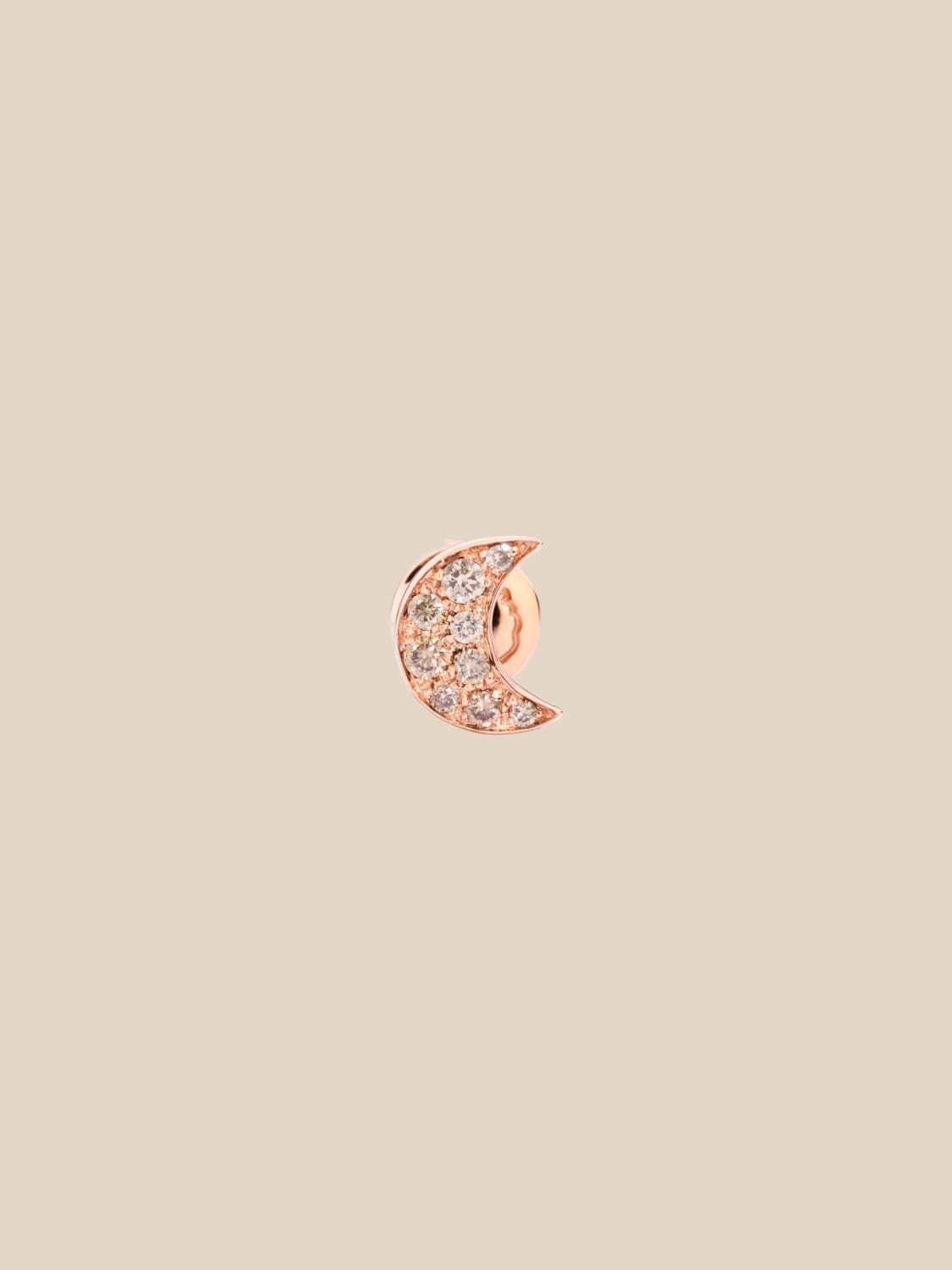 Dodo single moon earring in 9 kt rose gold with brown diamonds