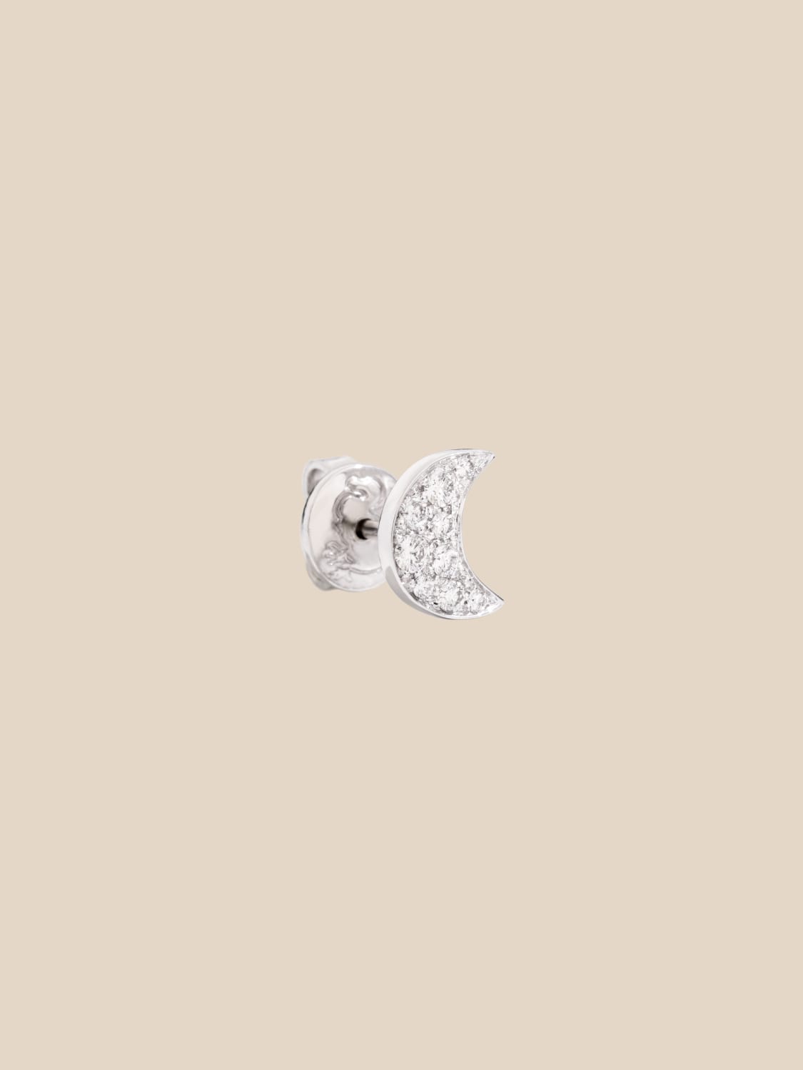 Dodo single moon earring in 18 kt white gold and diamonds