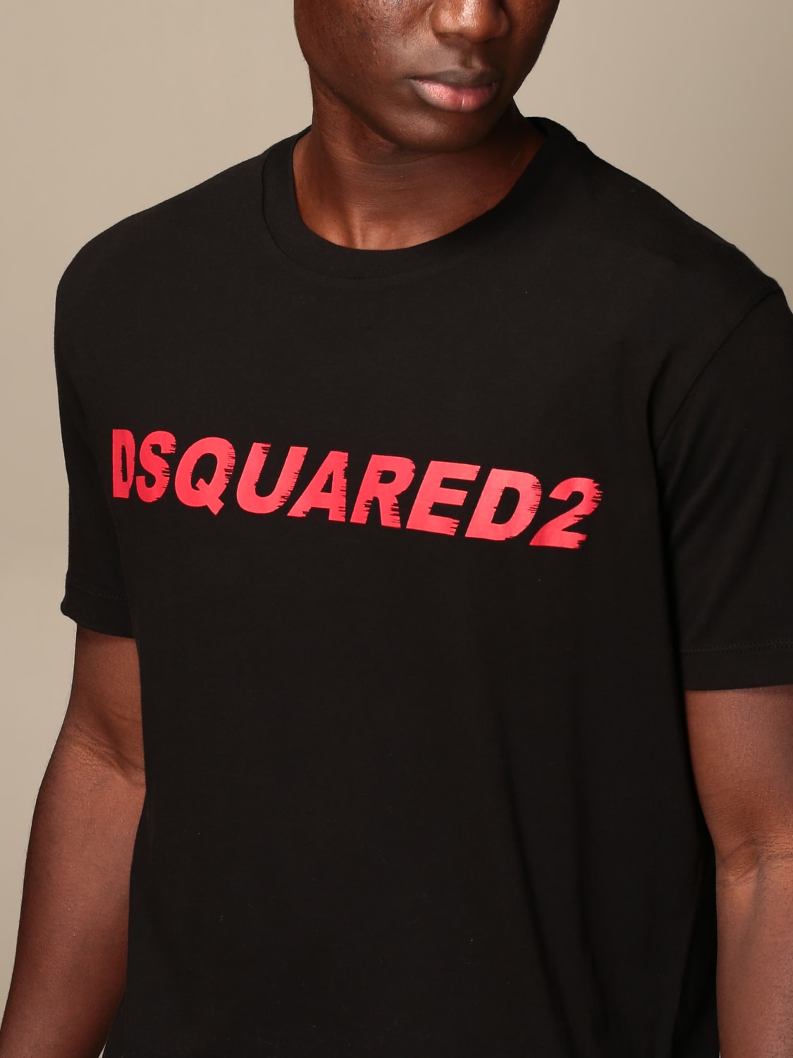 DSQUARED2: basic t-shirt logo - Black | Dsquared2 t-shirt S74GD0835 S21600 online on GIGLIO.COM