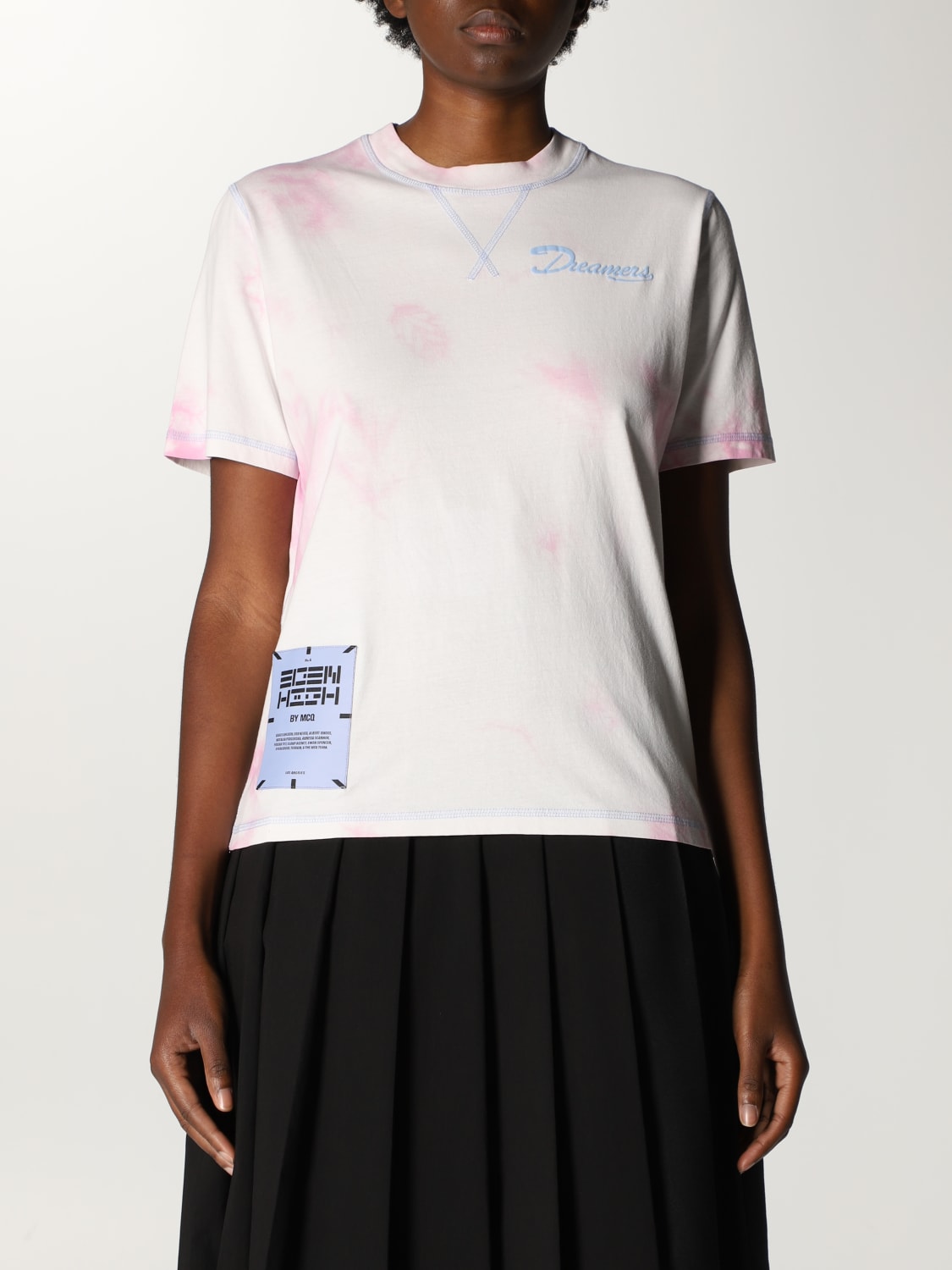 T-shirt Mcq: T-shirt Eden High by McQ in cotone con logo e stampa tie dye rosa 2