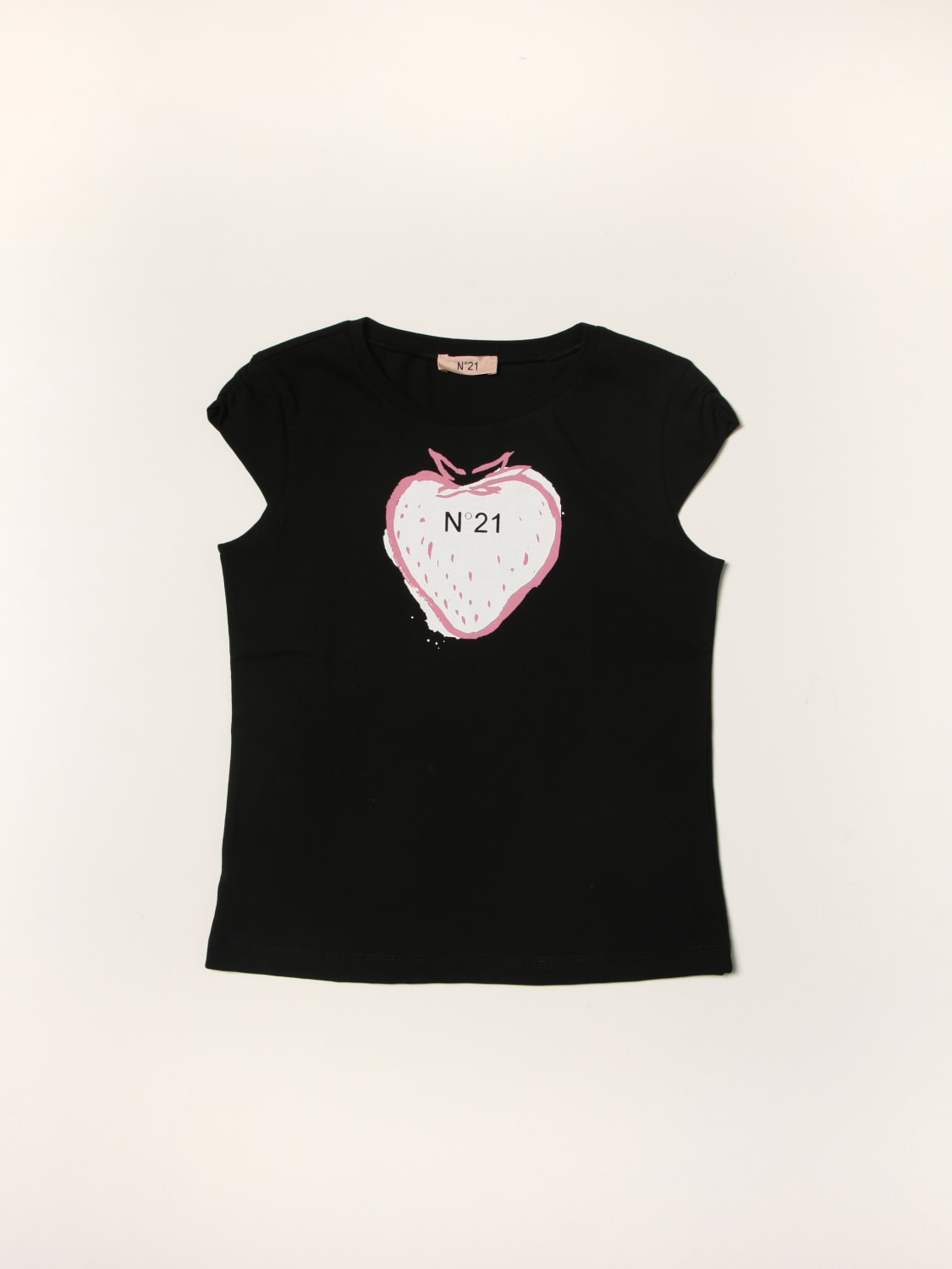 N°  Outlet: N °  cotton T shirt with strawberry print   Black
