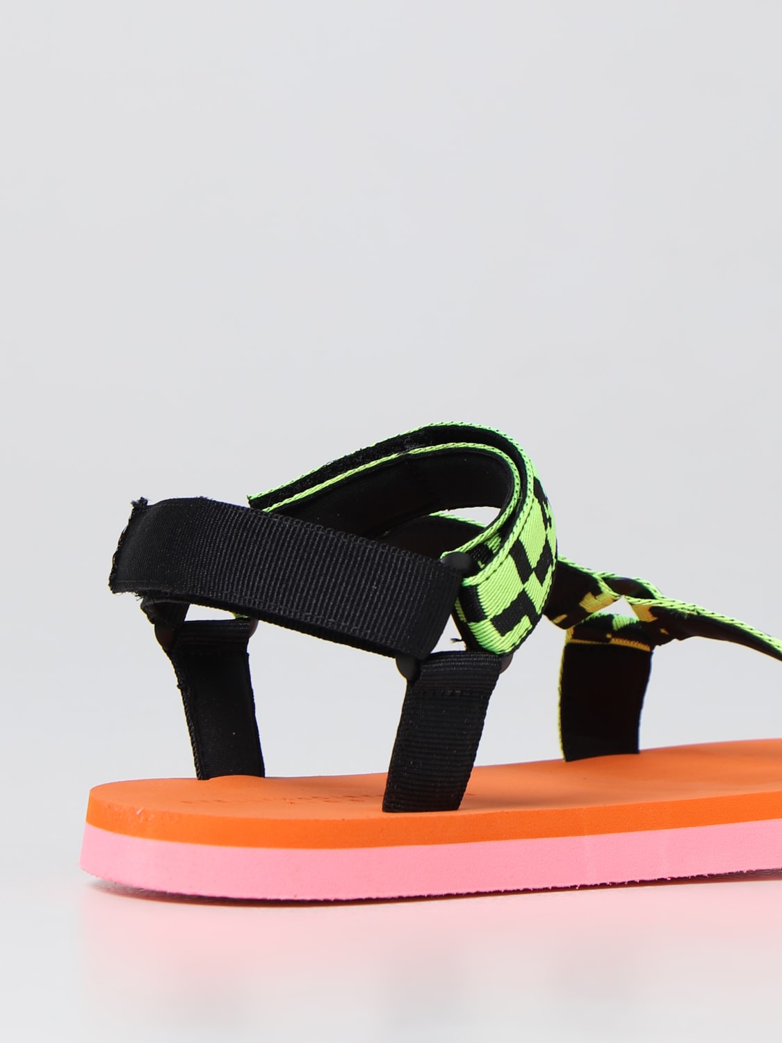 Stella Mccartney Outlet: sandals in logoed fabric - Coral | Stella