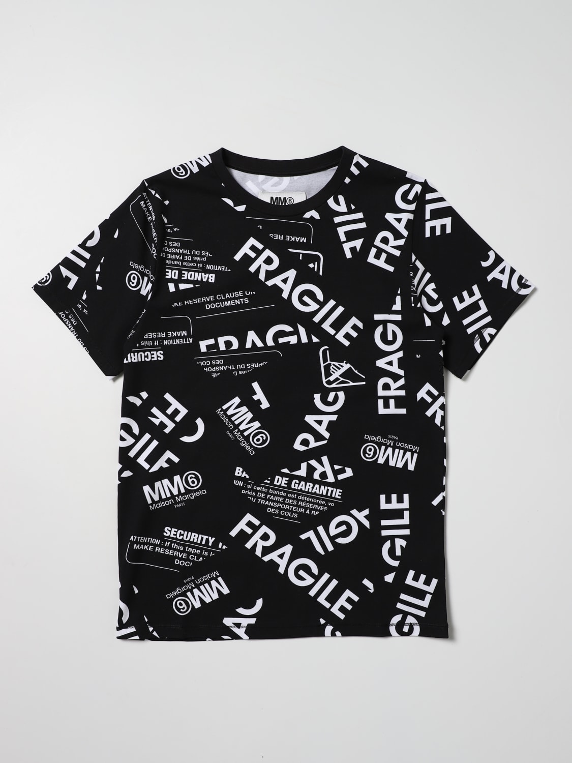 Mm6 Maison Margiela Outlet: t-shirt with all over logo - Black