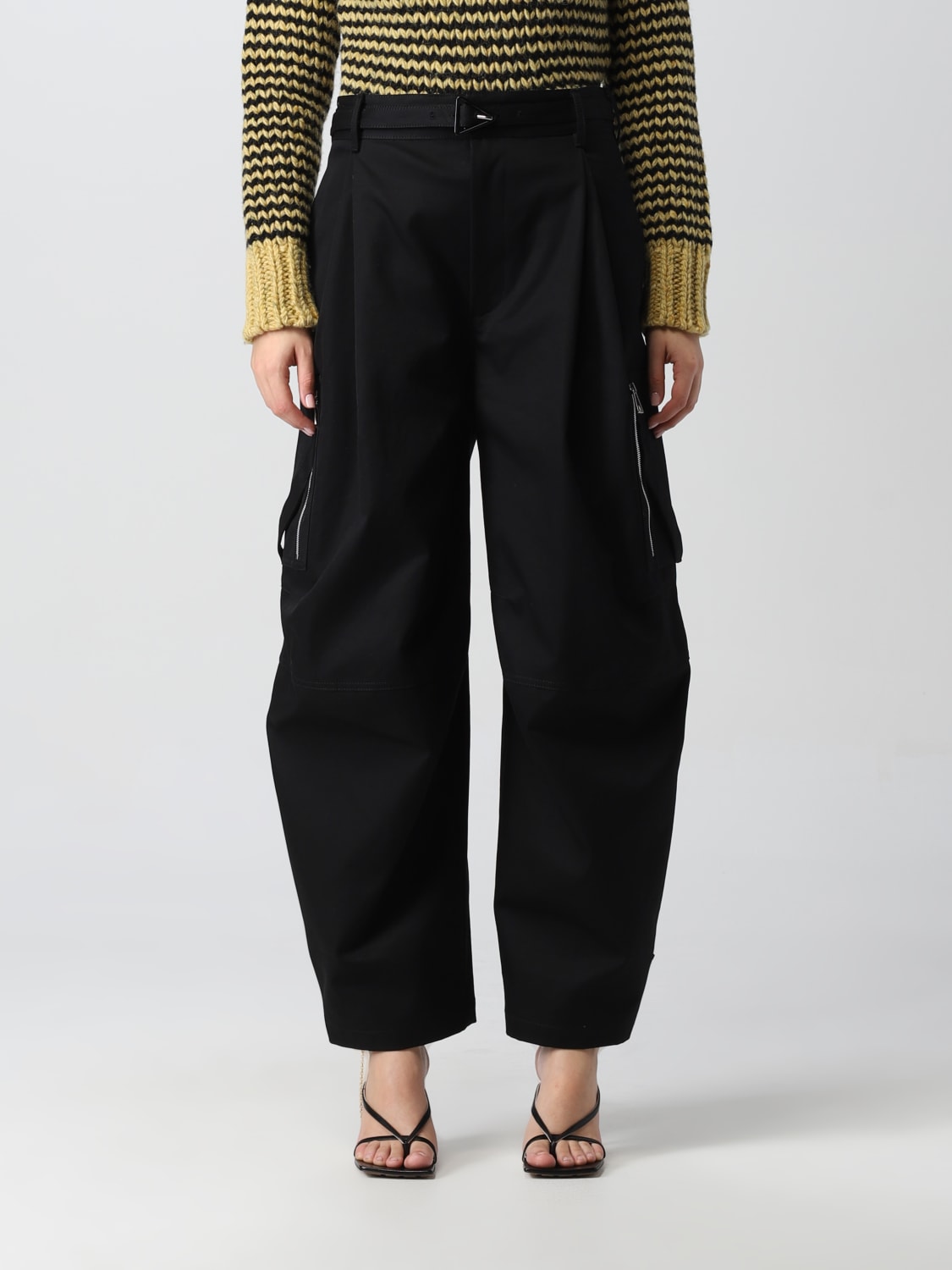 BOTTEGA VENETA: sandblasted cotton twill cargo pants - Black