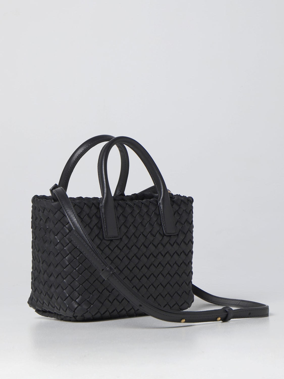 BOTTEGA VENETA: mini Cabat woven leather bag - Black  Bottega Veneta mini  bag 709464V1OW1 online at