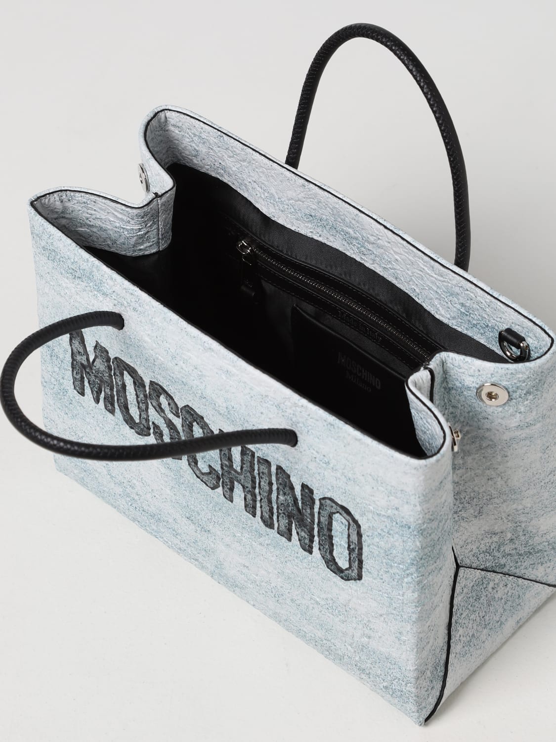 Borsa a mano Moschino Couture: Borsa Moschino Couture x The Flintstones™ in pelle grigio 2