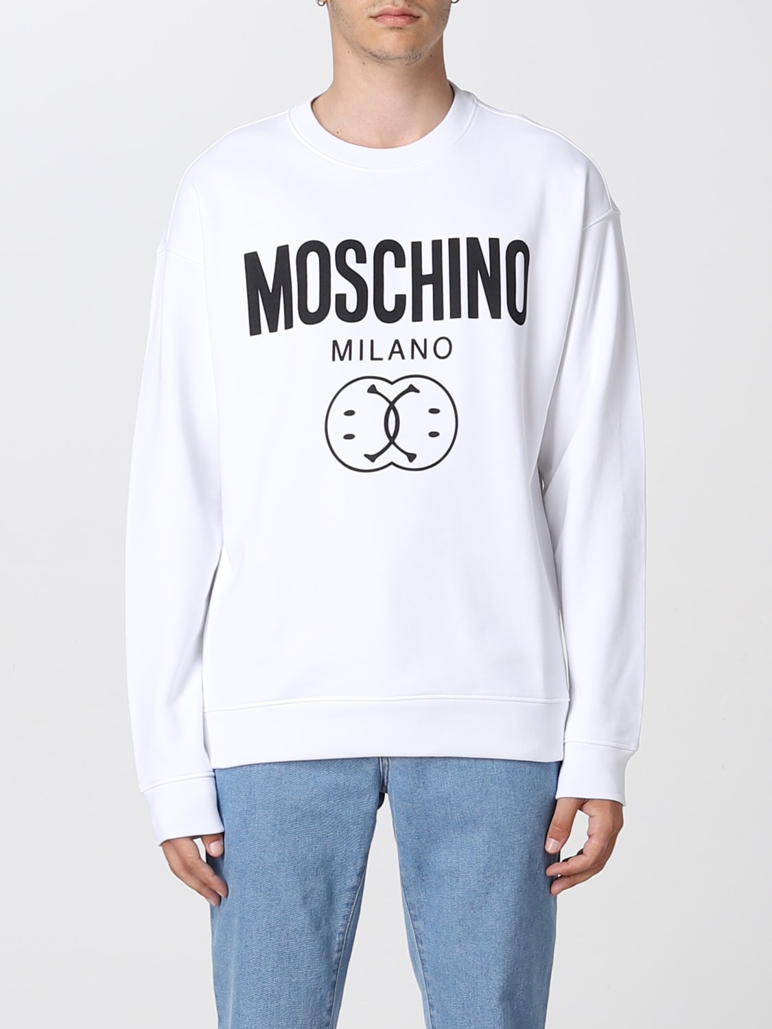 MOSCHINO COUTURE: Double Smiley® sweatshirt - White | Moschino Couture ...
